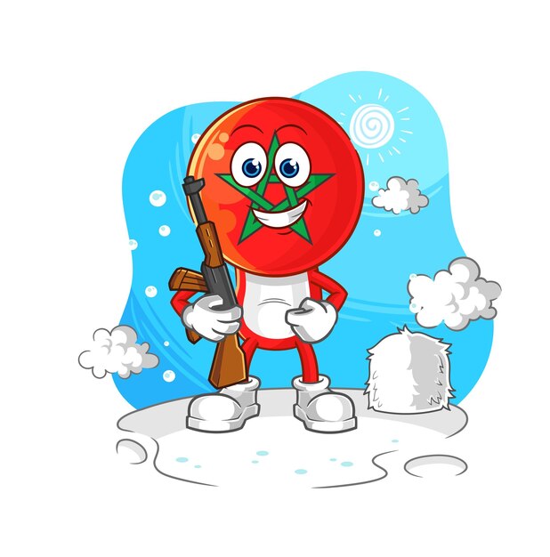 Morocco soldier in winter character mascot vector