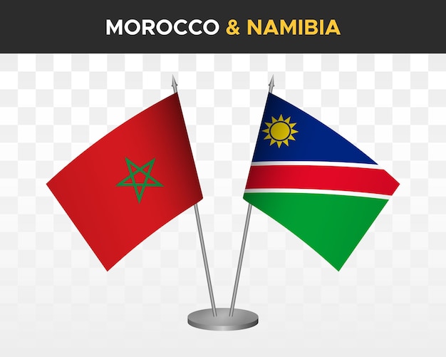 モロッコ対ナミビア デスク フラグ モックアップ分離 3 d ベクトル イラスト モロッコ テーブル フラグ