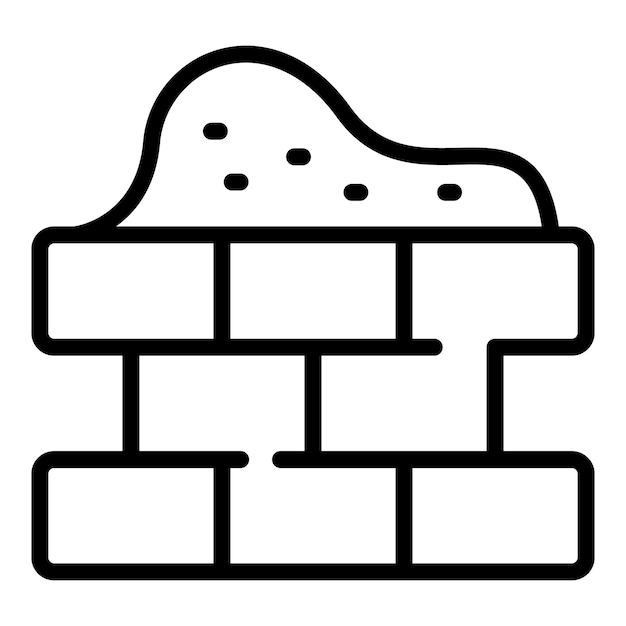 Vector mortar brick wall icon outline vector builder worker house cement