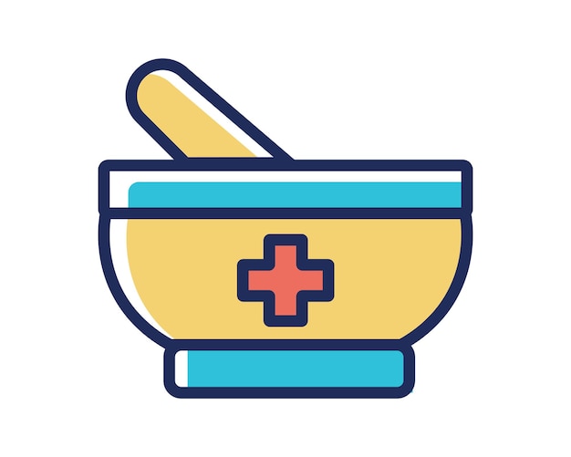 Mortar and pestle icon over white background fill style vector illustration