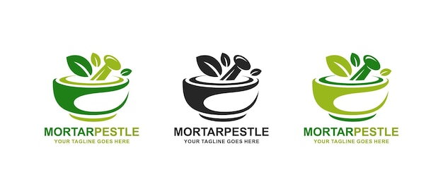 Mortar and pestle pharmacy logo vector