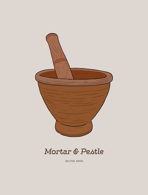 Vector mortar and pestle.