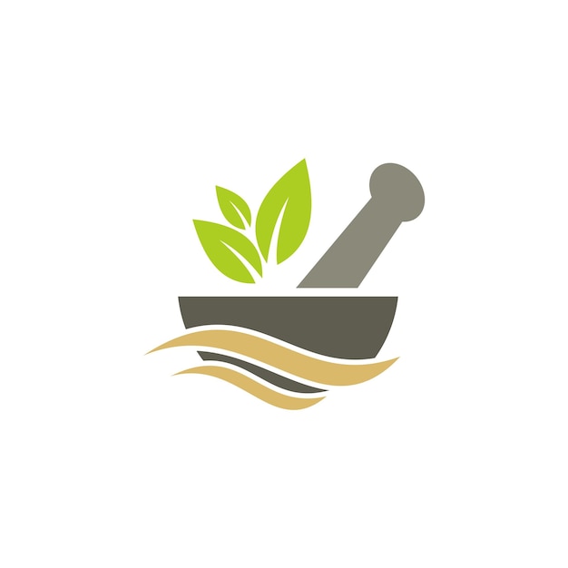 Premium Vector | Mortar traditional medicine logo vector image