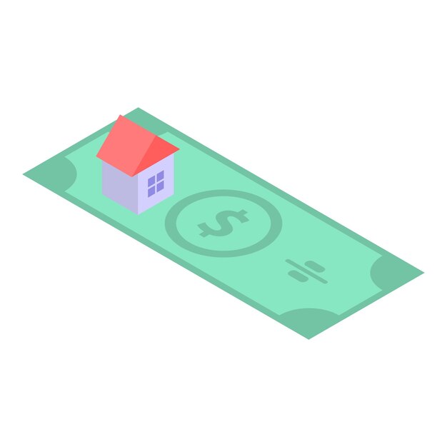 Вектор Иконка доллара ипотечного дома изометрическая иконка вектора доллара ипотечного дома для веб-дизайна изолирована на белом фоне