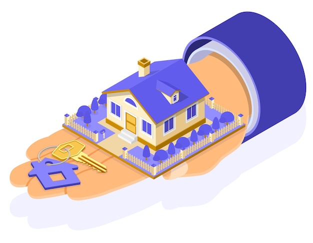 mortgage house isometric concept for poster