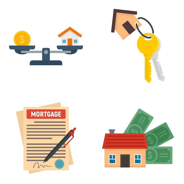 Mortgage icons set