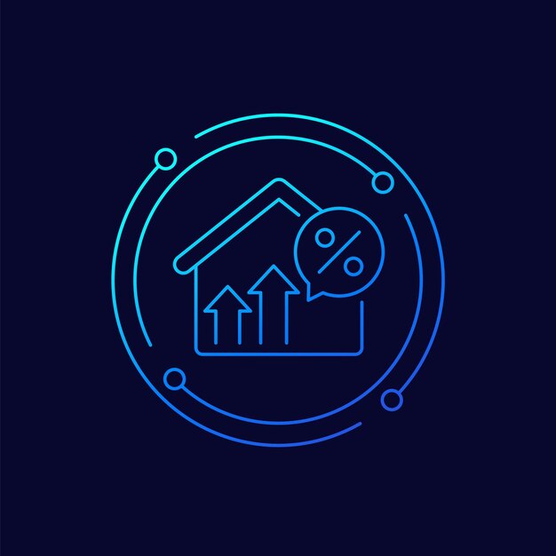 Mortgage or loan rate growth icon linear design