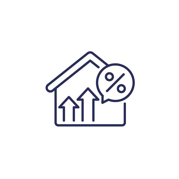 Mortgage or loan rate growth line icon