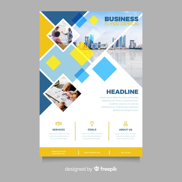 Mosaic business flyer template with photo