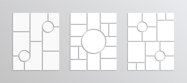 모자이크 사진 모음 콜라주 무드 보드 그리드 무드 보드 템플릿 프리젠 테이션 배경 세트