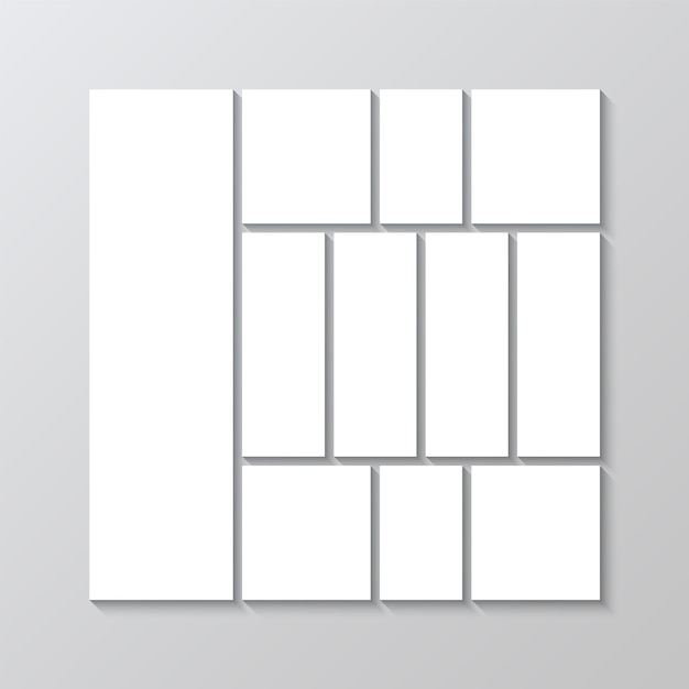 ベクトル モザイク画像のレイアウト ポートフォリオ画像のグリッド アルバムのブランドボード ムードボードのテンプレート 写真のコラージュ