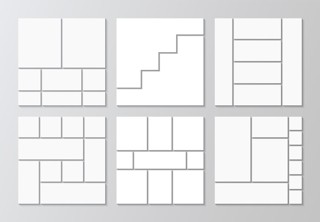 Presentazione di immagini a mosaico griglia moodboard disposizione di forme geometriche modello di collage fotografico
