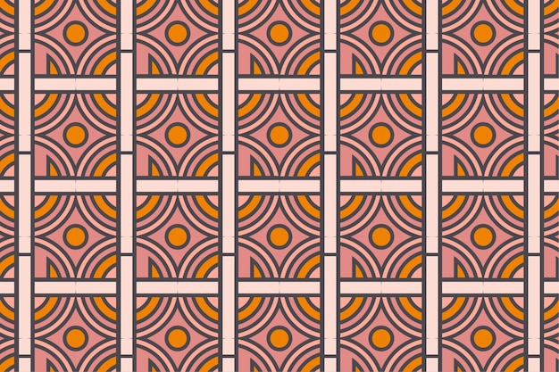 色とりどりのピンクのペーストとオレンジの組み合わせでモザイク四分円シームレスパターンデザイン
