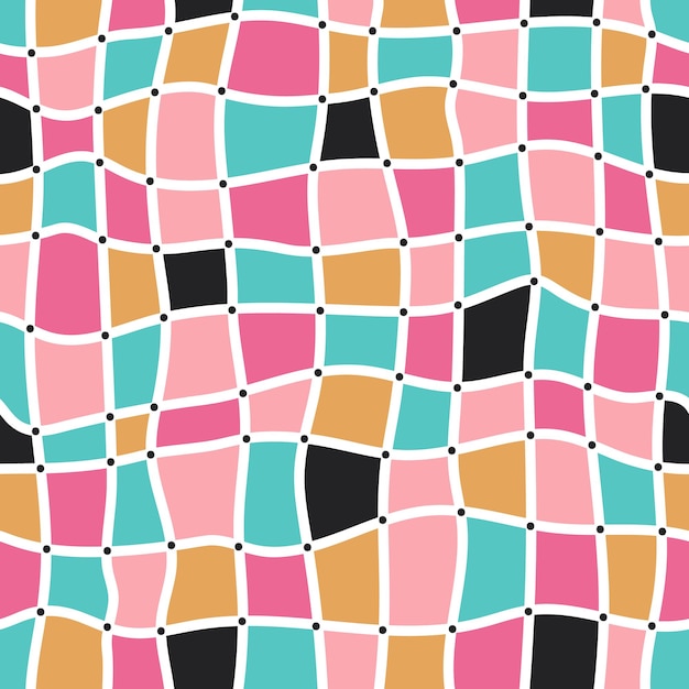 Mosaic seamless pattern. Retro squares minimalistic style in bright colors. Abstract Multicolored do