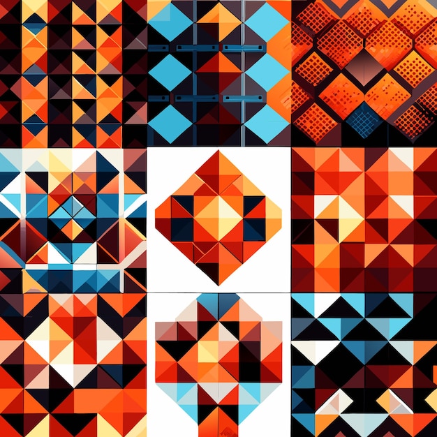 Мозаичные бесшовные пиксельные квадратные узоры или фоновый дизайн