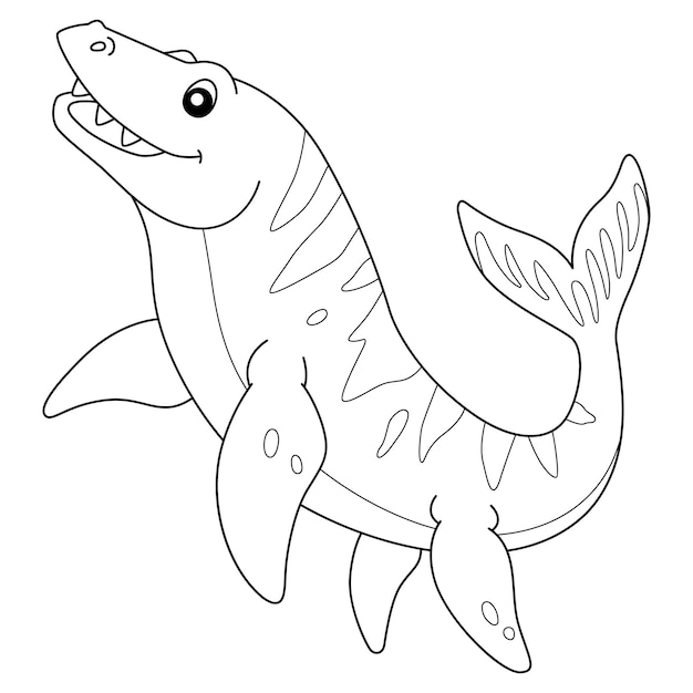 Mosasaurus Coloring Isolated Page for Kids