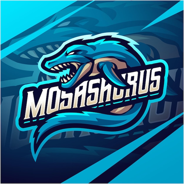 Mosasaurus esport mascotte logo ontwerp