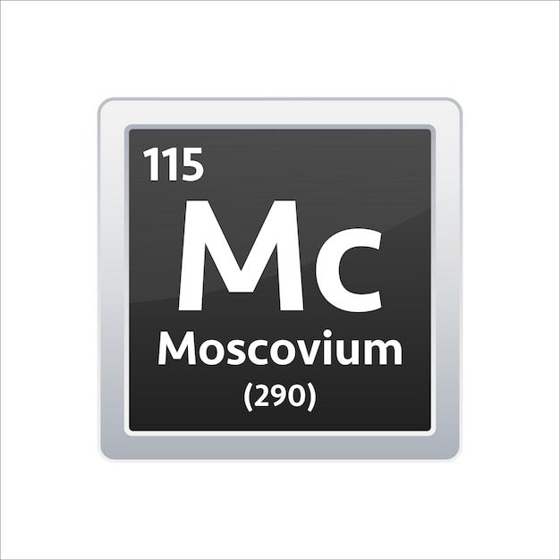 Moscovium symbol Chemical element of the periodic table Vector stock illustration