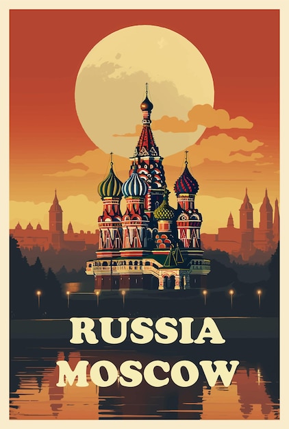 ベクトル モスクワのレトロなポスター