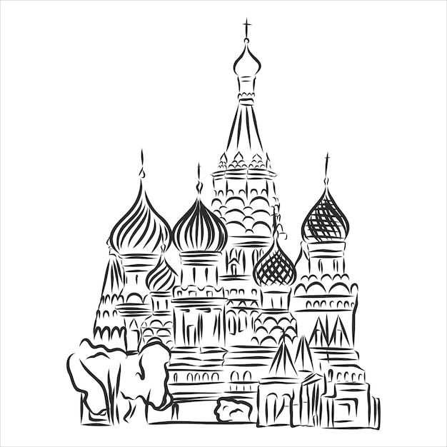 Vector moscow sketch collection st vasil cathedral on the red square