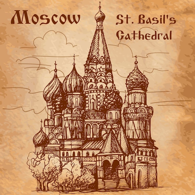 Vector moscow st basil's cathedral card