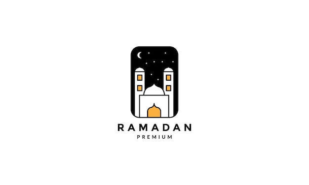 Moskee en nacht ramadan logo vector symbool pictogram ontwerp grafische afbeelding