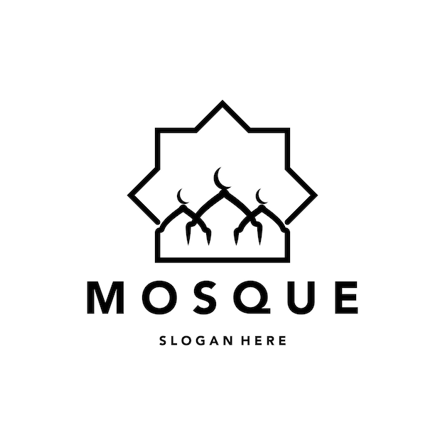 Moskee islam lijn kunst logo creatieve vector minimalistische illustratie ontwerp