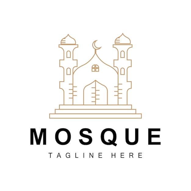 Moskee Logo Islamitische Aanbidding Ontwerp Eid Al Fitr Moskee Gebouw Vector Pictogrammalplaatje Ramadan Eid Al Adha