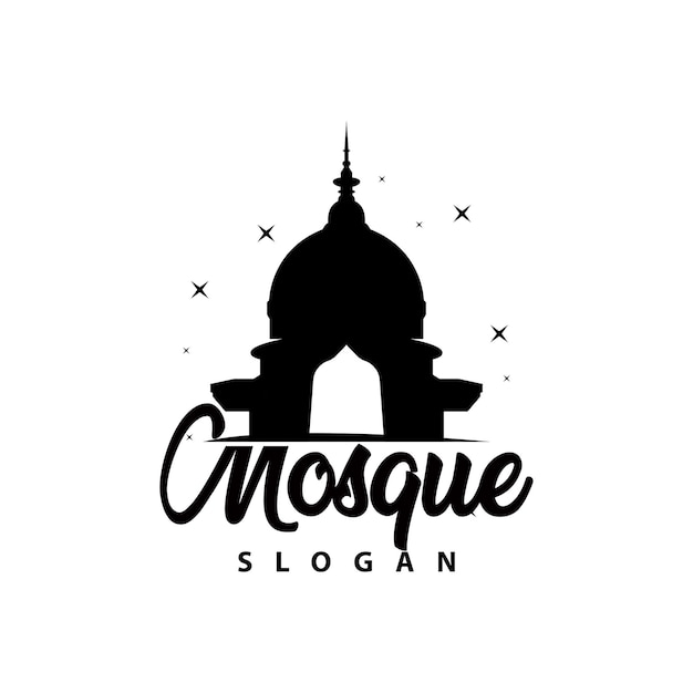 Moskee logo ramadan dag ontwerp sjabloon vector silhouet islamitische plaats van aanbidding