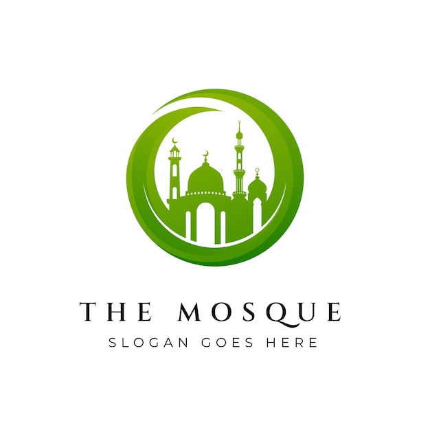 Moskee pictogram silhouet logo vector illustratie ontwerpsjabloon