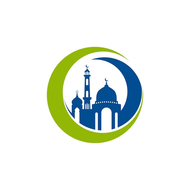 Moskee pictogram silhouet logo vector illustratie ontwerpsjabloon
