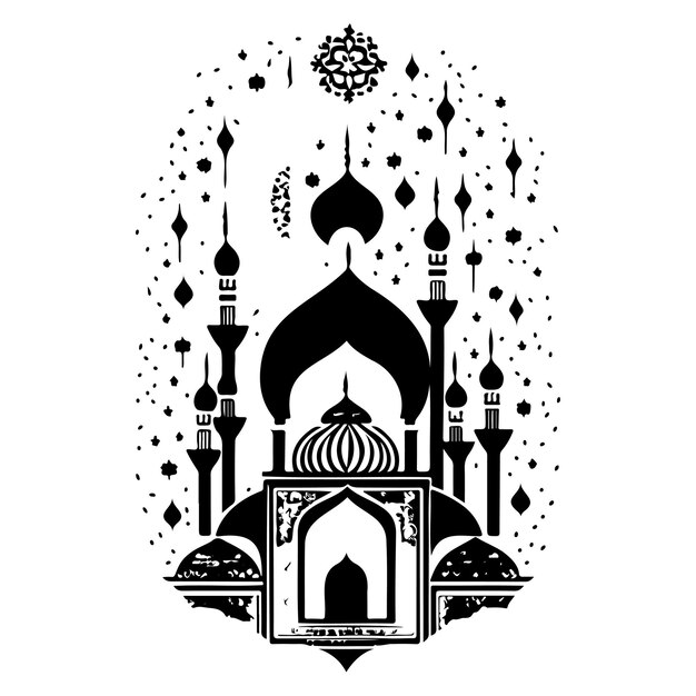 moskee ramadan ornament lantaarn licht illustratie schets hand tekening