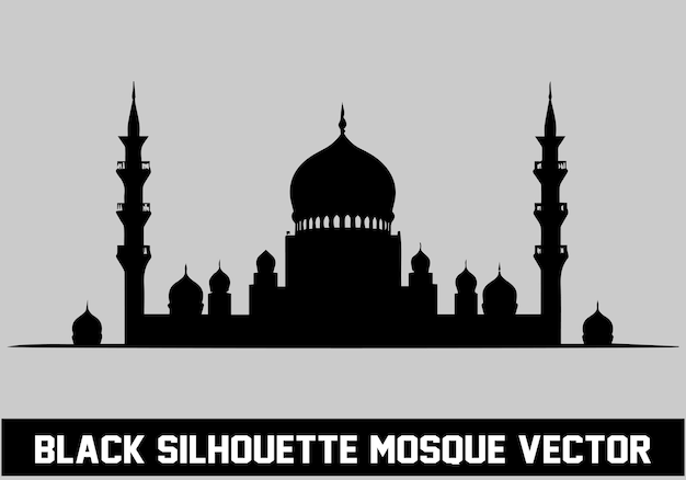 Vector moskee silhouet zwarte kleur voor islamitisch ontwerp vectorabstract architectuur achtergrond zwart bu