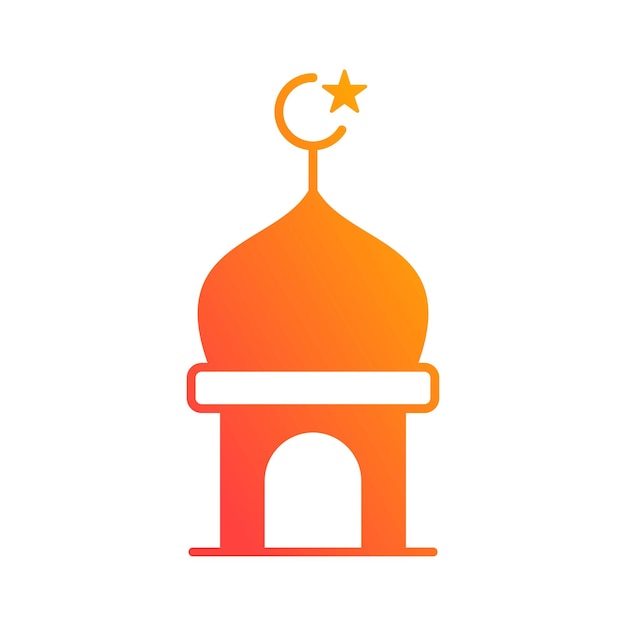 Moskee toren koepel religie islamitische kleurovergang pictogram knop vectorillustratie