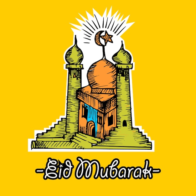 Moskeepictogram en logo voor eid mubarak