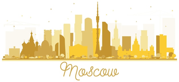 Vector moskou rusland city skyline gouden silhouet. vector illustratie. moskou geïsoleerd op een witte achtergrond.