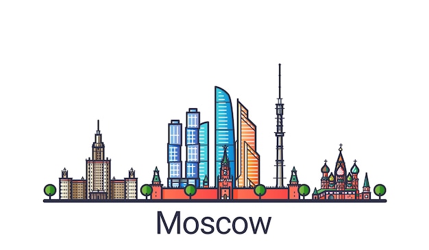 Moskou stad in vlakke lijn trendy stijl
