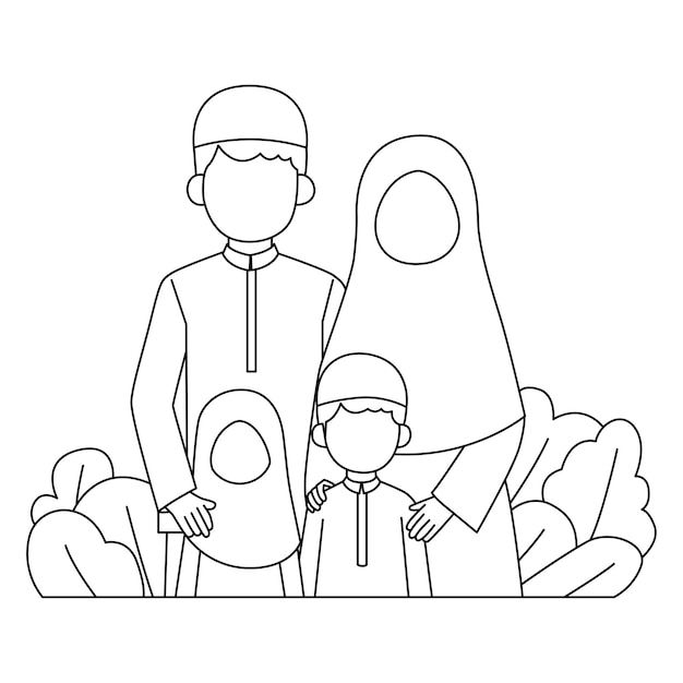 moslem coloring book template vector illustration