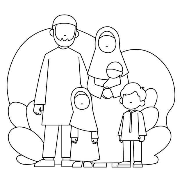 moslem coloring book template vector illustration