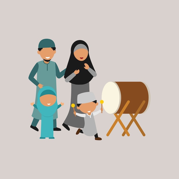 Vector moslem family character