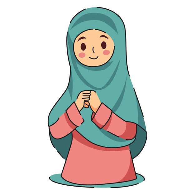 moslem girl flat design vector illustration