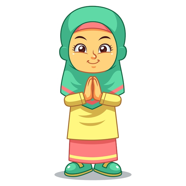 Vector moslem girl greeting