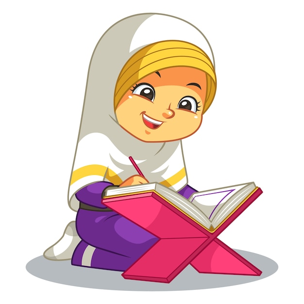 Moslem girl reading quran