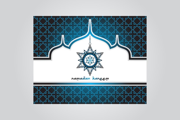 Vector moslem ramadan kareem design with mosque banner line art background vector illustration