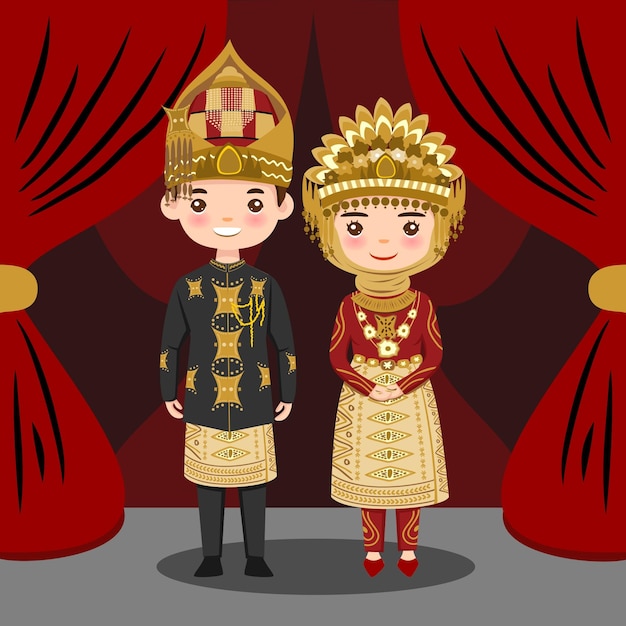 Moslem traditional couple bride and groom from aceh