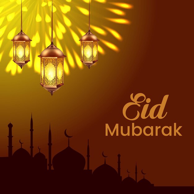 Vector moslim eid mubarak ramadan achtergrond festival wensen groeten ontwerp