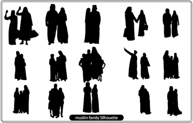 moslim familie silhouet