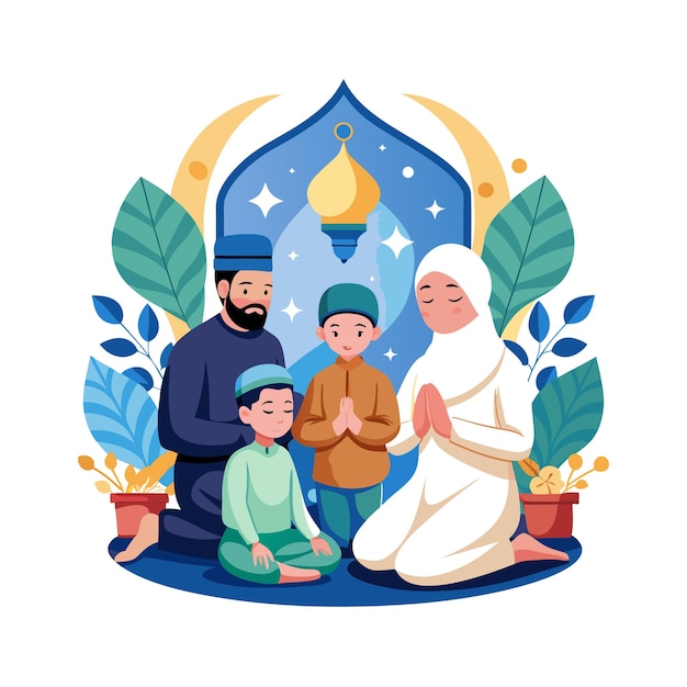 Moslim Gebed Islamitische Vector Illustratie