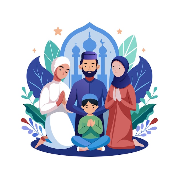 Moslim Gebed Islamitische Vector Illustratie