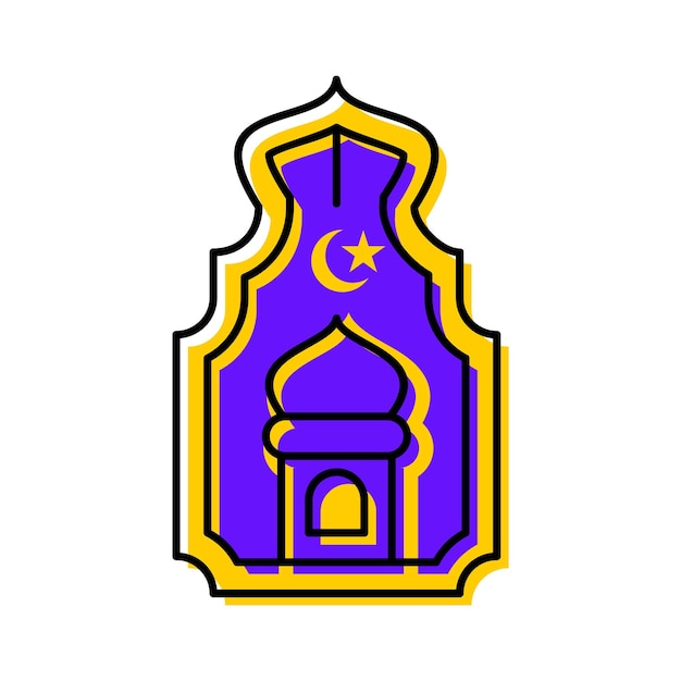 Moslim moskee lantaarn lampion islamitische pictogram knop vectorillustratie